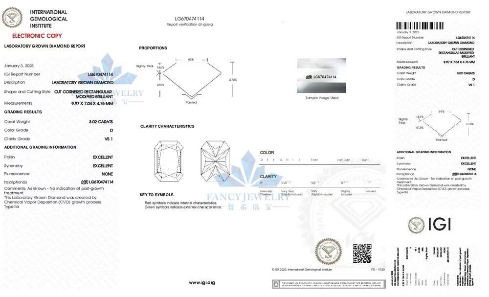 IGI Certified 3ct Radiant Diamond Solitaire Pendant 14k Lab Grown Diamond Necklace 12mm Box Chain Elegant 3ct Diamond Necklace