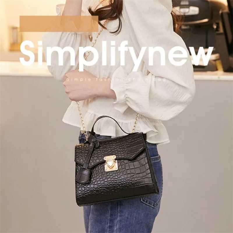 Chic Crocodile Small Tote Bag Ladies Handbag Vintage Square Bag Stylish Chain Shoulder Crossbody Bags Daily Use Phone Coin PurseW251028