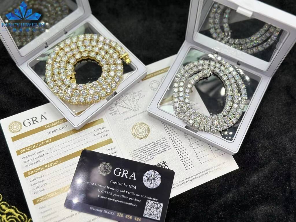 Wholesale 925 Silver 14k 18k Gold Plated Diamond Men Tennis Bracelet Chain 2mm 3mm 4mm 5mm 65mm Vvs Moissanite Tennis Necklace