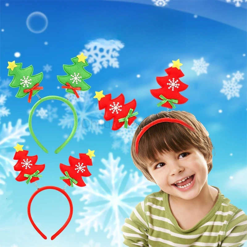 Disney Christmas Children's Themed Tree Headband - Vibrant Red & Green Party Hair Ornament H251119