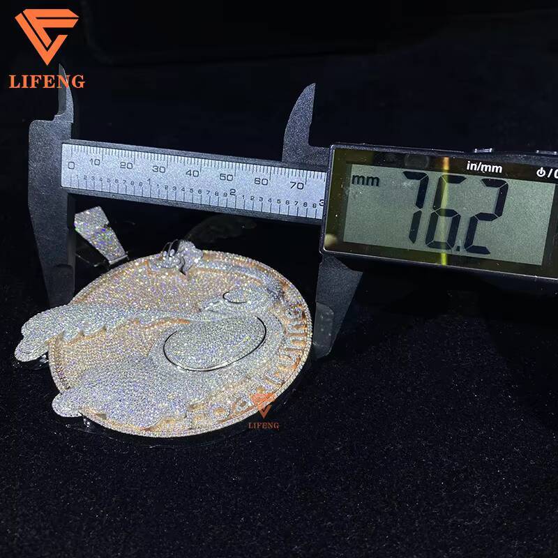 Custom Two Tone VVS Moissanite Diamond Pendant Fine Jewelry Iced Out Cartoon 925 Sterling Silver Pendant Charm Necklace for Men