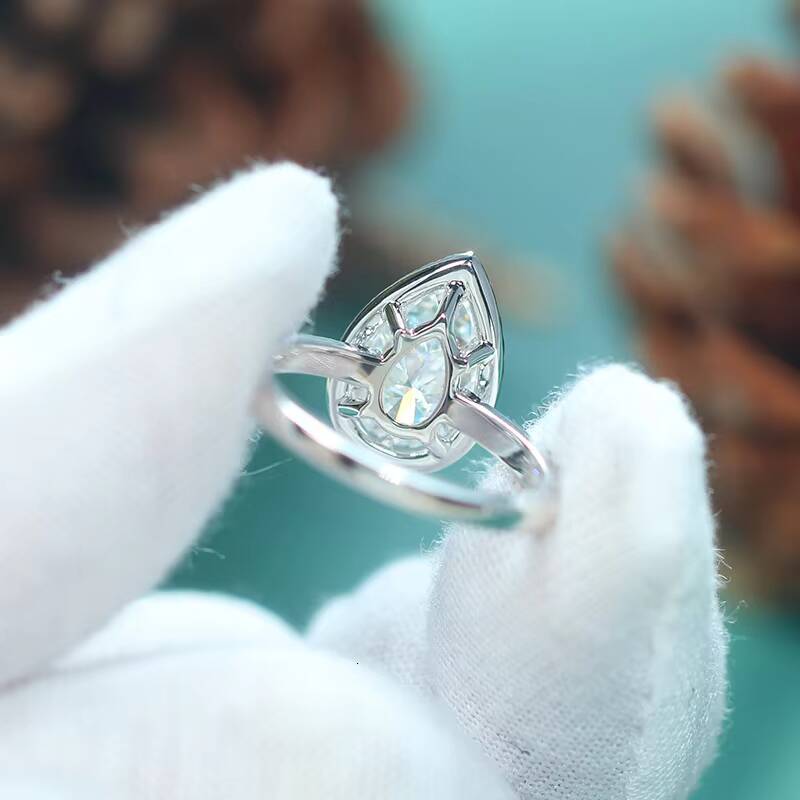 9K 10K 14K 18K Lab Diamonds Rings IGI Certificate Pear Shape E VS Lab Grown Diamond Ring for Wedding Engagement