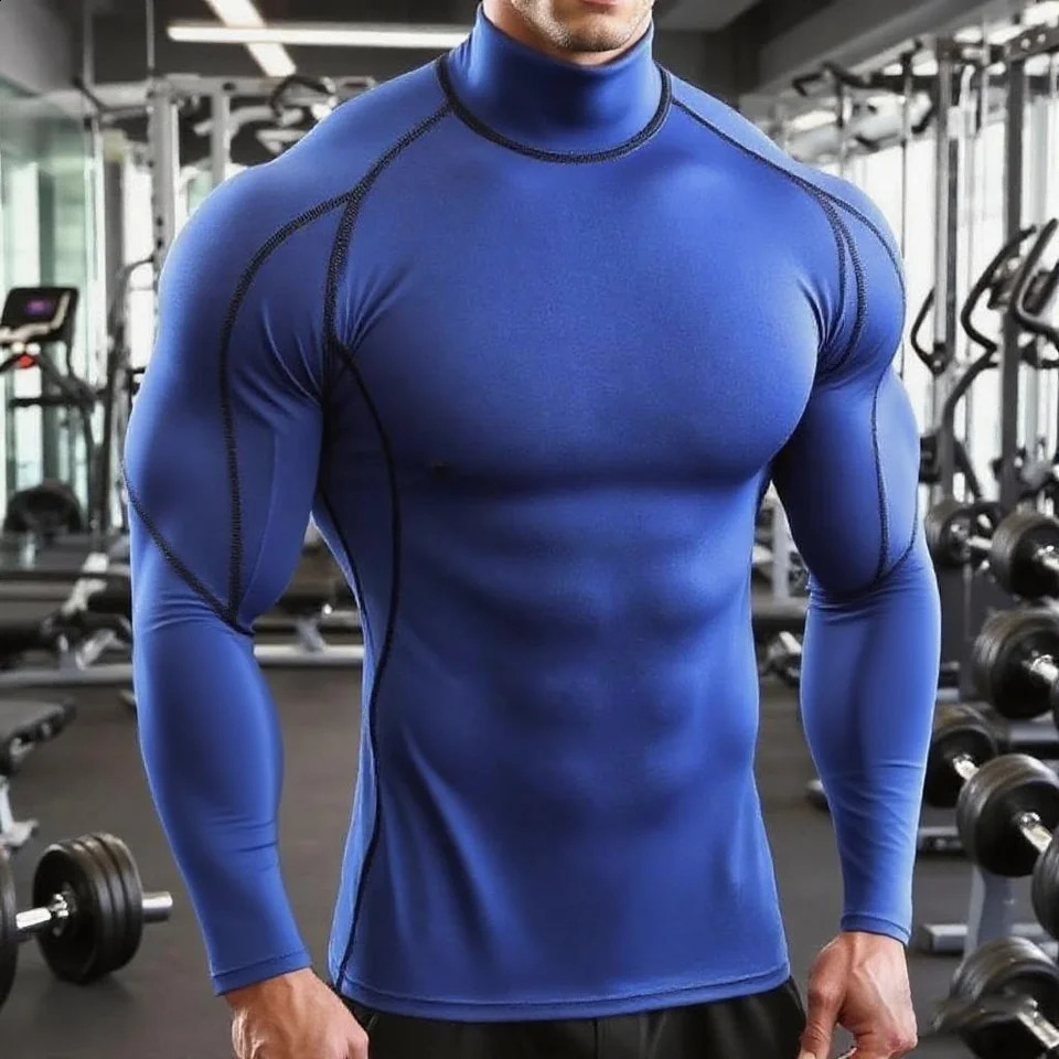Mens Running T Shirt Sportswear Long Sleeve Male Tracksuit Elastic Rashgard Gym Fitness Tights Training Compression Tshirt Men 251020