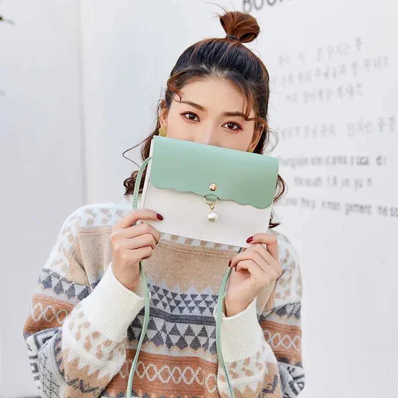 Fashion Simply PU Leather for Women Solid Color Shoulder Messenger Bag Lady Pendant Pearl Travel Small Handbag Femininas BolsasW251028