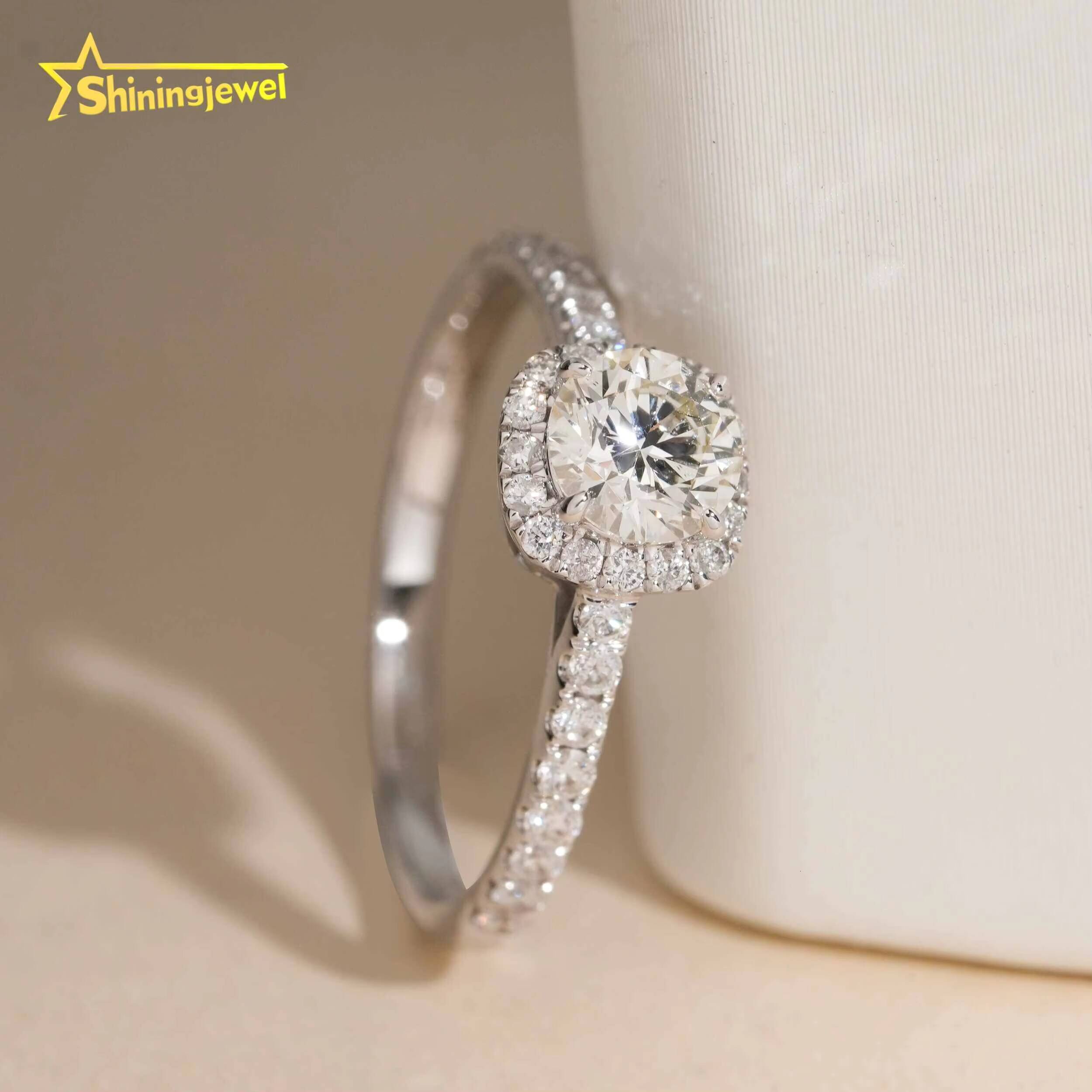 5mm Round Natural Diamond Women Jewelry Wedding Ring 14K Solid White Gold Jewelry Real Diamond Engagement Rings