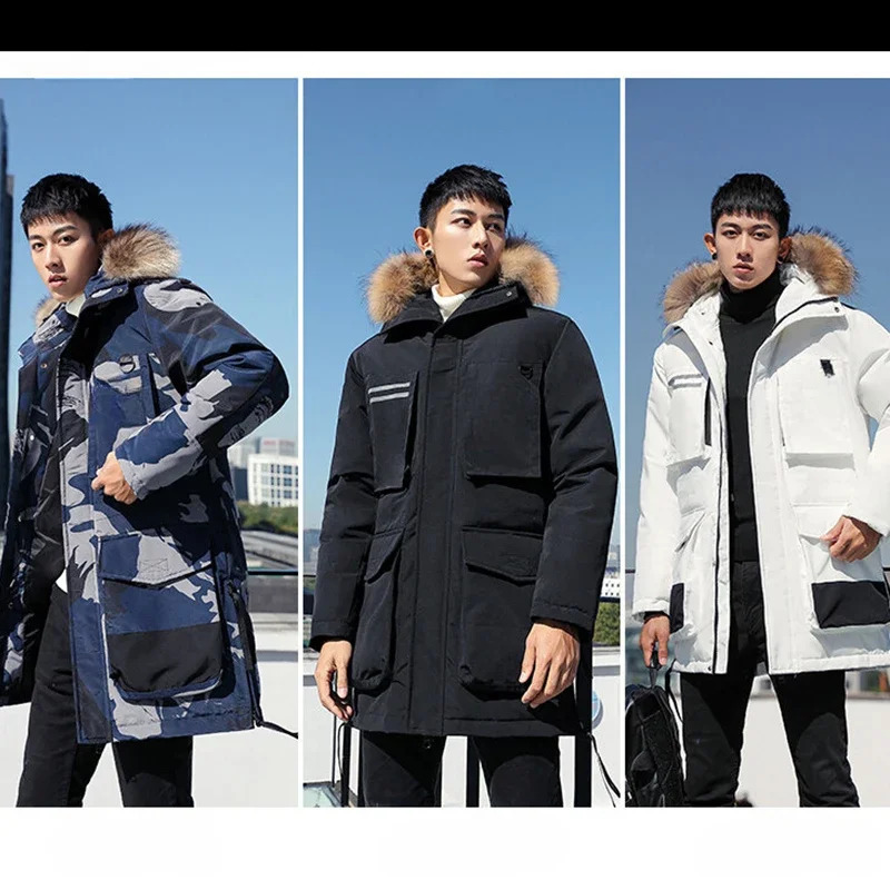 Casual Warm Fashion Coat Big Goose Mens Down Jacket in Winter Korean Version Youth Long Thick Winter Clothing Daily Coat jacket 251027