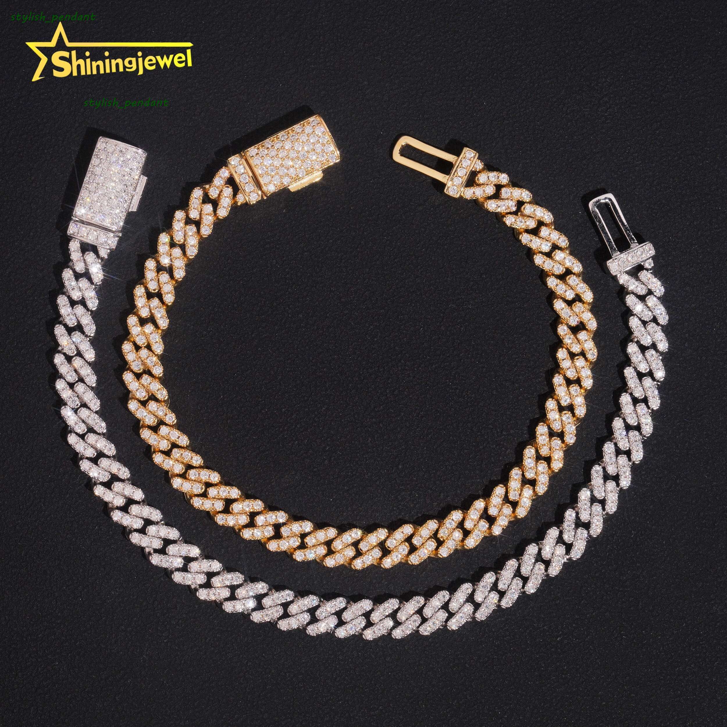 Fine Jewelry 925 Sterling Silver Cuban Link Chain 6MM High Quality Pass Diamond Tester Moissanite Cuban Link Bracelet Men