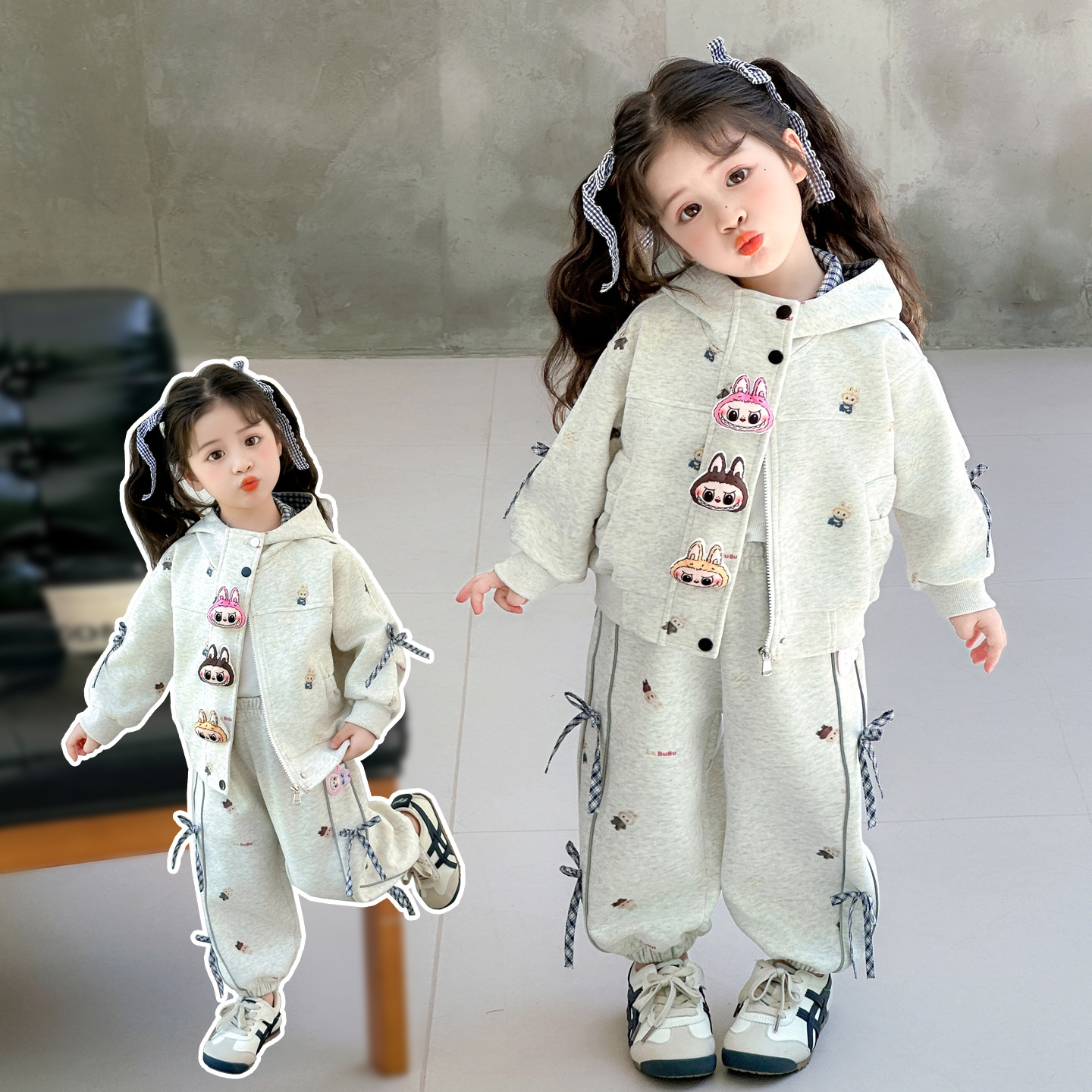 2025 New Style Labubu Girls Fall Outfit Cute Fashionable Toddler Two-Piece Children's Clothing
