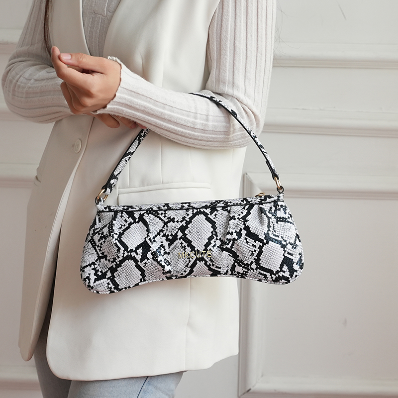 Snakeskin Print Baguette Bag women mini hobo bag fashion elegant lady hobo bag durable PU handbag clutch bag