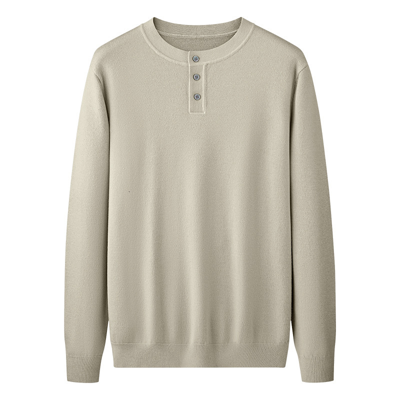 Wool Modal Henry Collar Men's Sweater 2025 New Autumn Winter Warm Designer Sweater Casual Base Knitwear Top