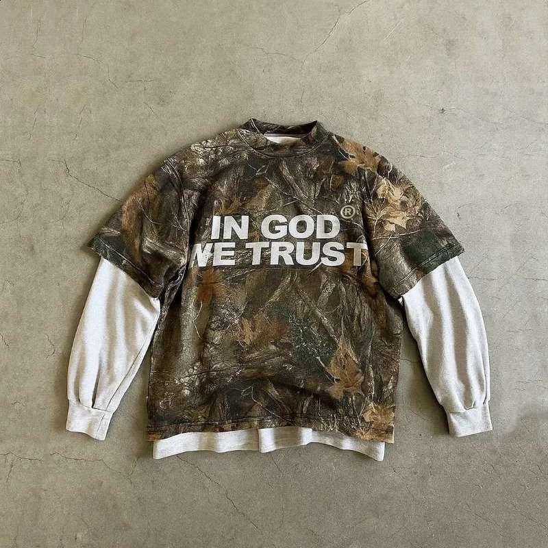 Y2K Harajuku Camouflage Pattern Fake two long sleeved clothes Hip Hop streetwear Gothic Men women Sweatshirt Fashion Casual Top 251027