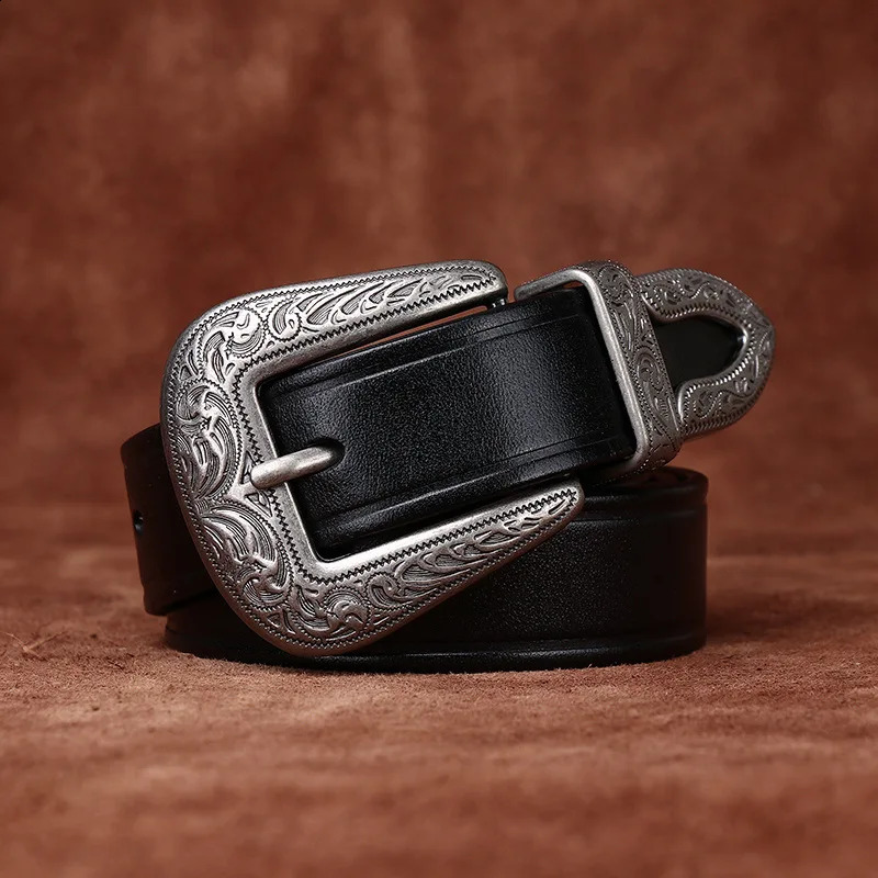 28cm High Quality Embossed Western Cowboy Belt Genuine Leather er Female Belt Punk Jeans Belts For Women 251027