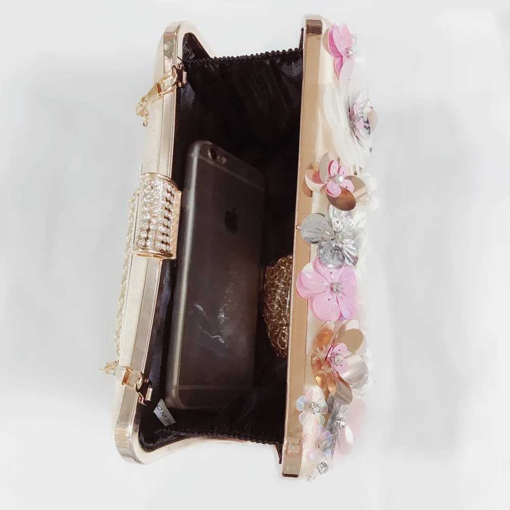 New Party Evening Handbag For Women Ladies Crossbody Shoulder Bag High quality handmade rhinestone party flower hand bags H251027