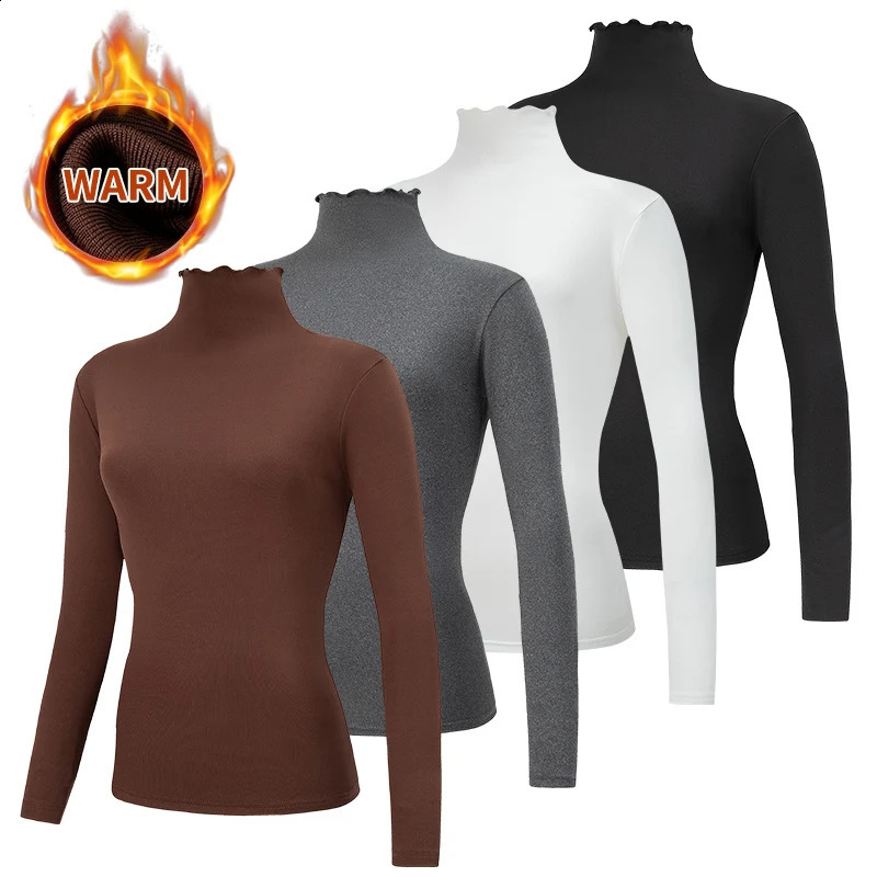 31 Piece Autumn And Winter Womens Fashionable Versatile High Neck Top With Fungus Edge Comfortable And Versatile Warm Tshirt 251027