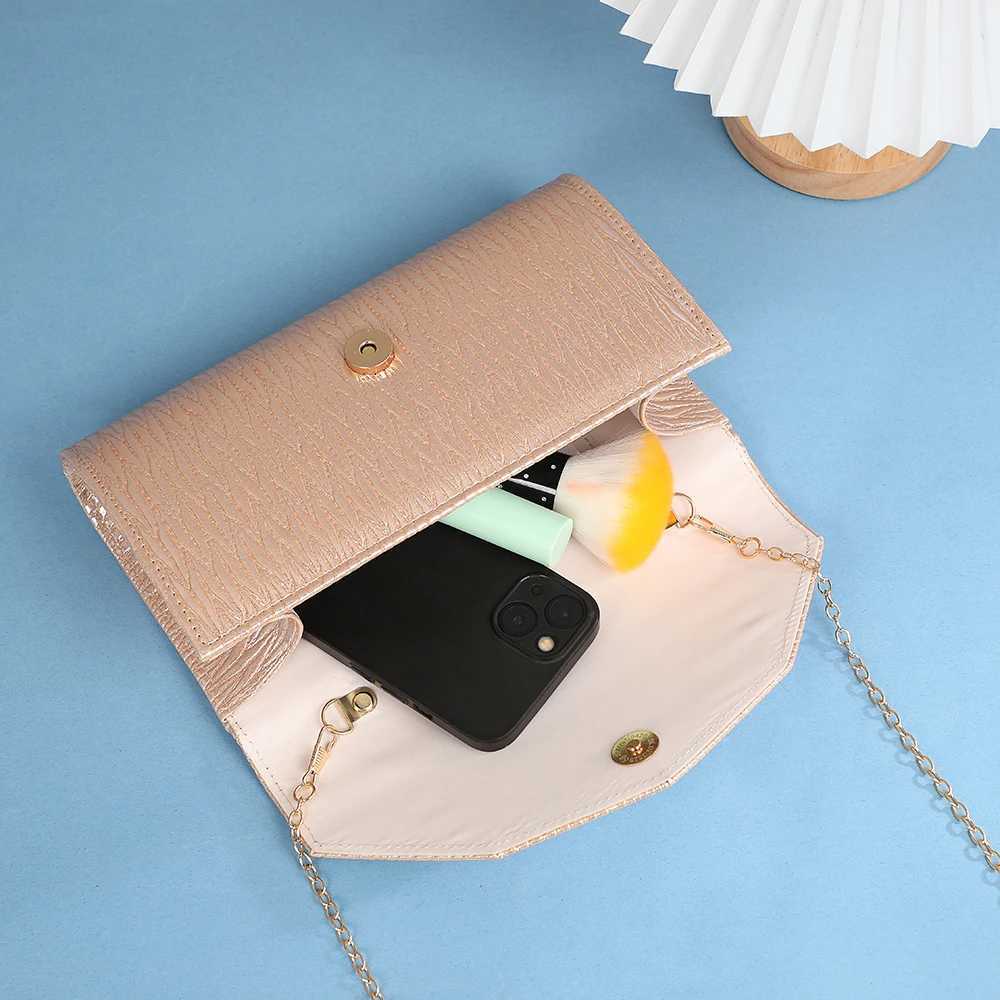 Ladies Bright Flash Textured Square Clutch Purse Trim Strip Dinner Bag for Party Bridal Evening Handbag Dress Accompaniment H251027