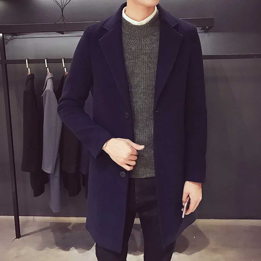 2025 Fashion Men Wool Casual Business Trench Coat Mens Leisure Overcoat Male Punk Style Blends Dust Coats Jackets X2510281