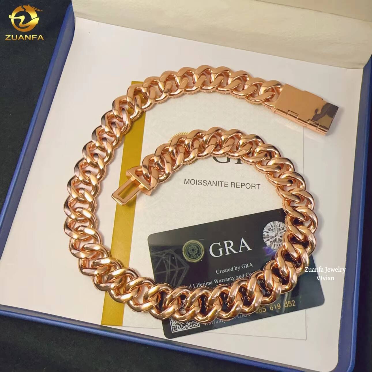 D Color VVS Moissanite 18mm Buss Down Pass Diamond Tester Iced Out Fine Diamond Sterling Silver 925 Cuban Link Chain Necklace