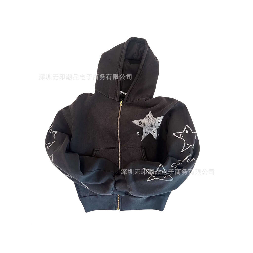 American Dark Street Style Unisex Loose Star Letter Print Hoodie