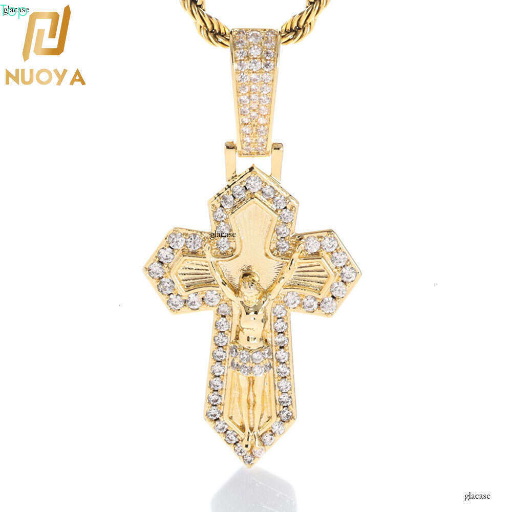 Hip Hop Cross Pendant Jewelry Moissanite chain Men's Necklace