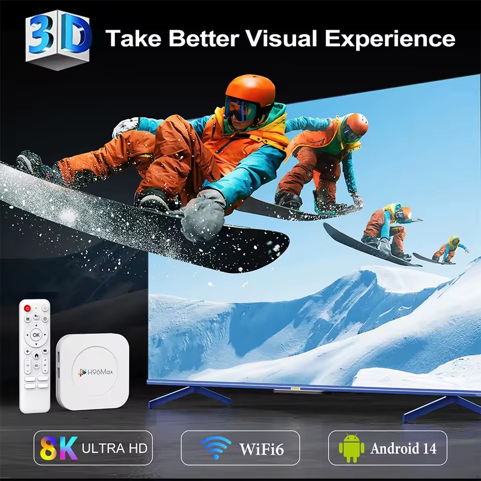 Android 14 Smart TV BOX H96 Max H618 Plus Allwinner Quad Core 4GB 128GB 8K LAN 100M Wifi6 BT 5.4 Voice Remote Media Player Set Top Box