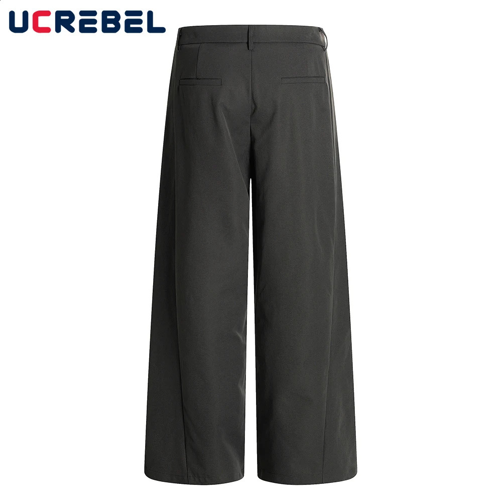 SolidColor Pleated Suit Pants Mens Autumn Retro High Street Loose Straight Wide Leg Casual Trousers Men 251027