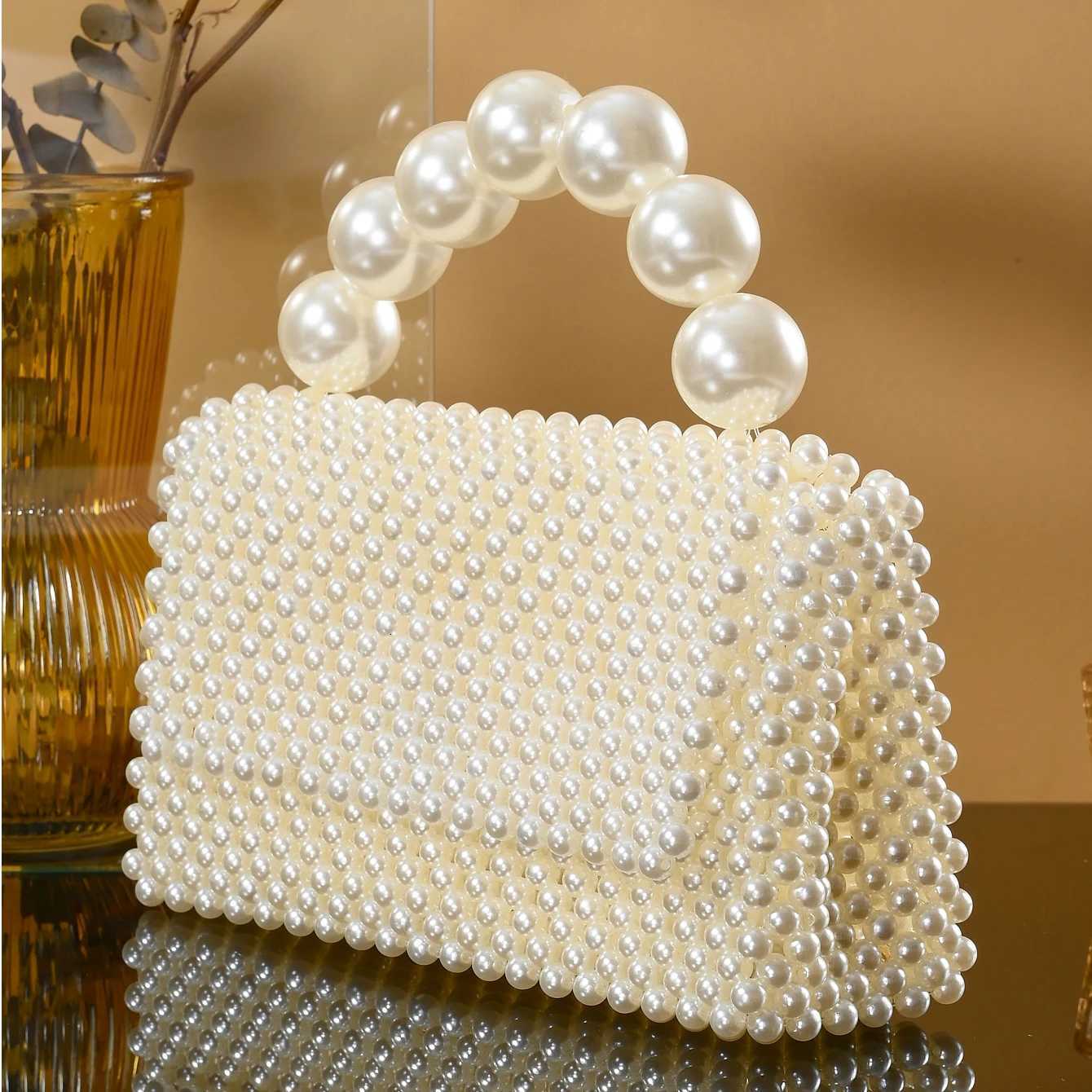 Handmade Pearl Bag Women Beaded Handbag Unique Pearl Purses Ladies Fashion Shoulder Bags Designer Crossbody Bags H251027
