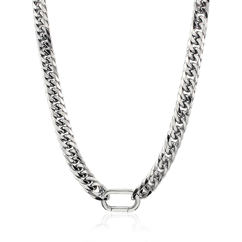 Simple Unisex 18K Gold Plated Climbing Buckle Statement Chunky Chain Climber Two-tone Stainless Steel Necklace