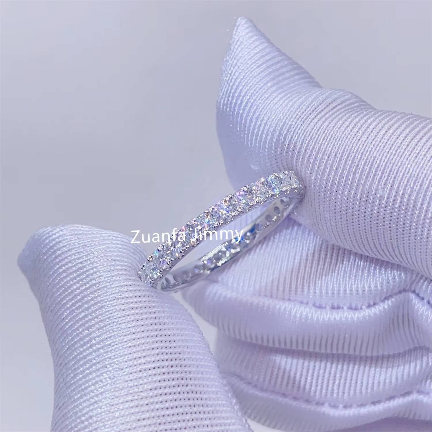 Customized Bridal Jewelry 10k Real Solid Gold 2mm VVS1 Moissanite Engagement Ring Wedding Band Ring