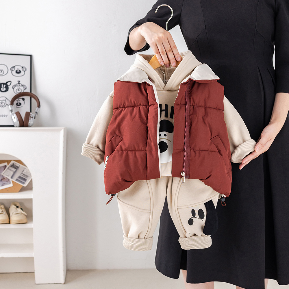 Free Shipping 2025 Boys Winter 3-Piece Set, Thickened 3D Dog Vest Outfit, Warm Thermal Clothing for Toddler & Infant