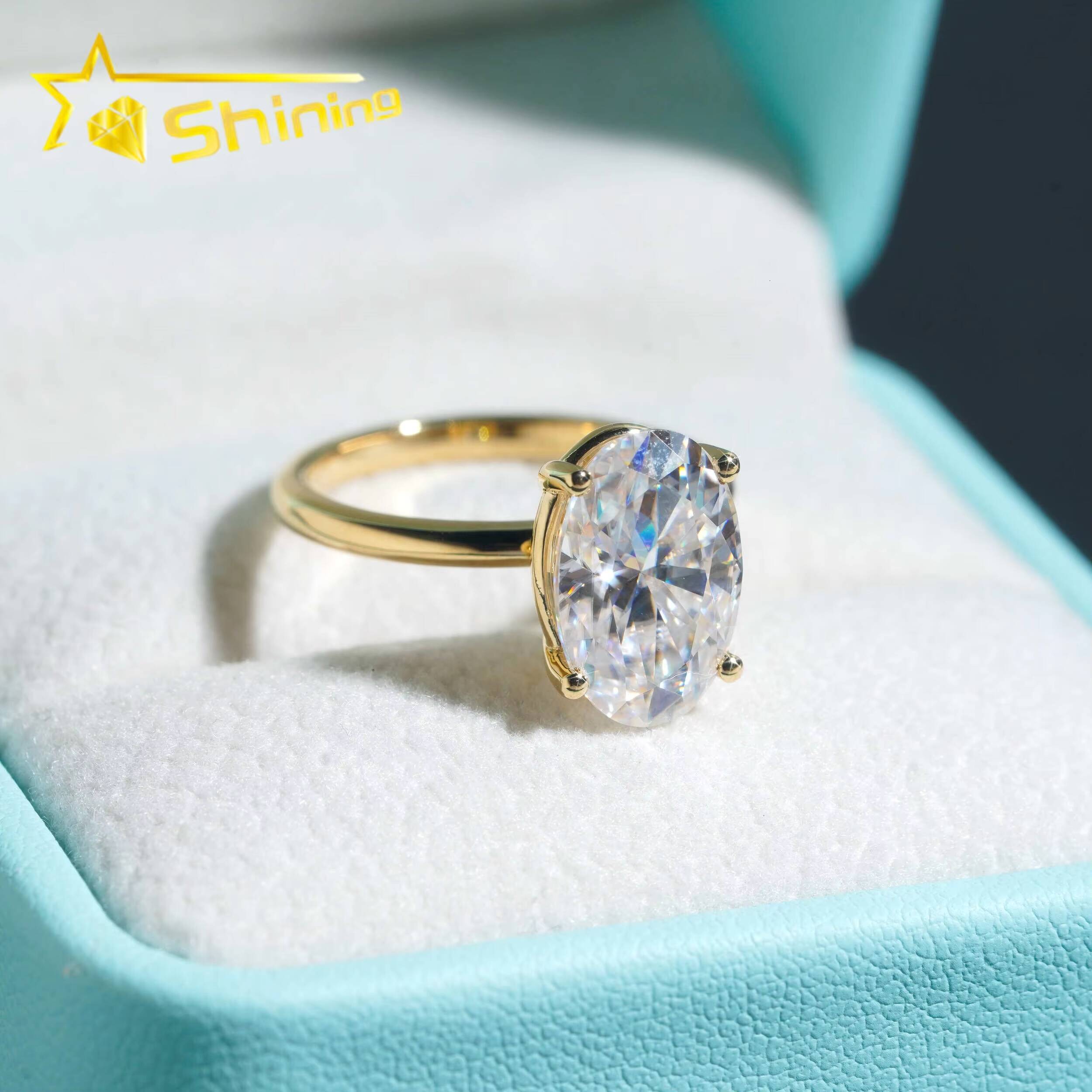 10K 14K 18K Solid Real Gold Engagement Rings 45CT Oval D Color VVS Moissanite Diamond Wedding Ring