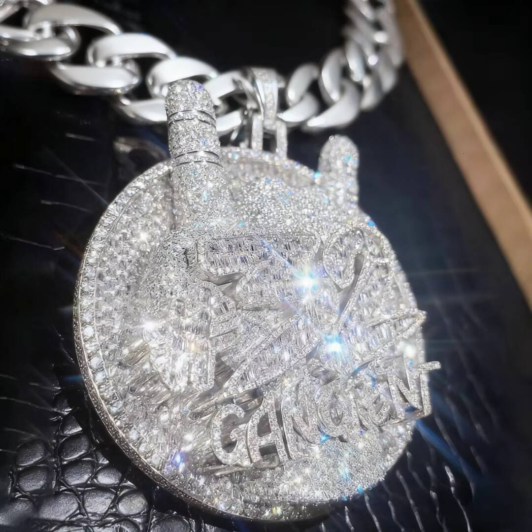 Custom 3D Super Thick Hemispherical Circular Earth Pendant Full Ice Diamond VVS Moissanite 925 Silver Hip Hop Big Charms Jewelry