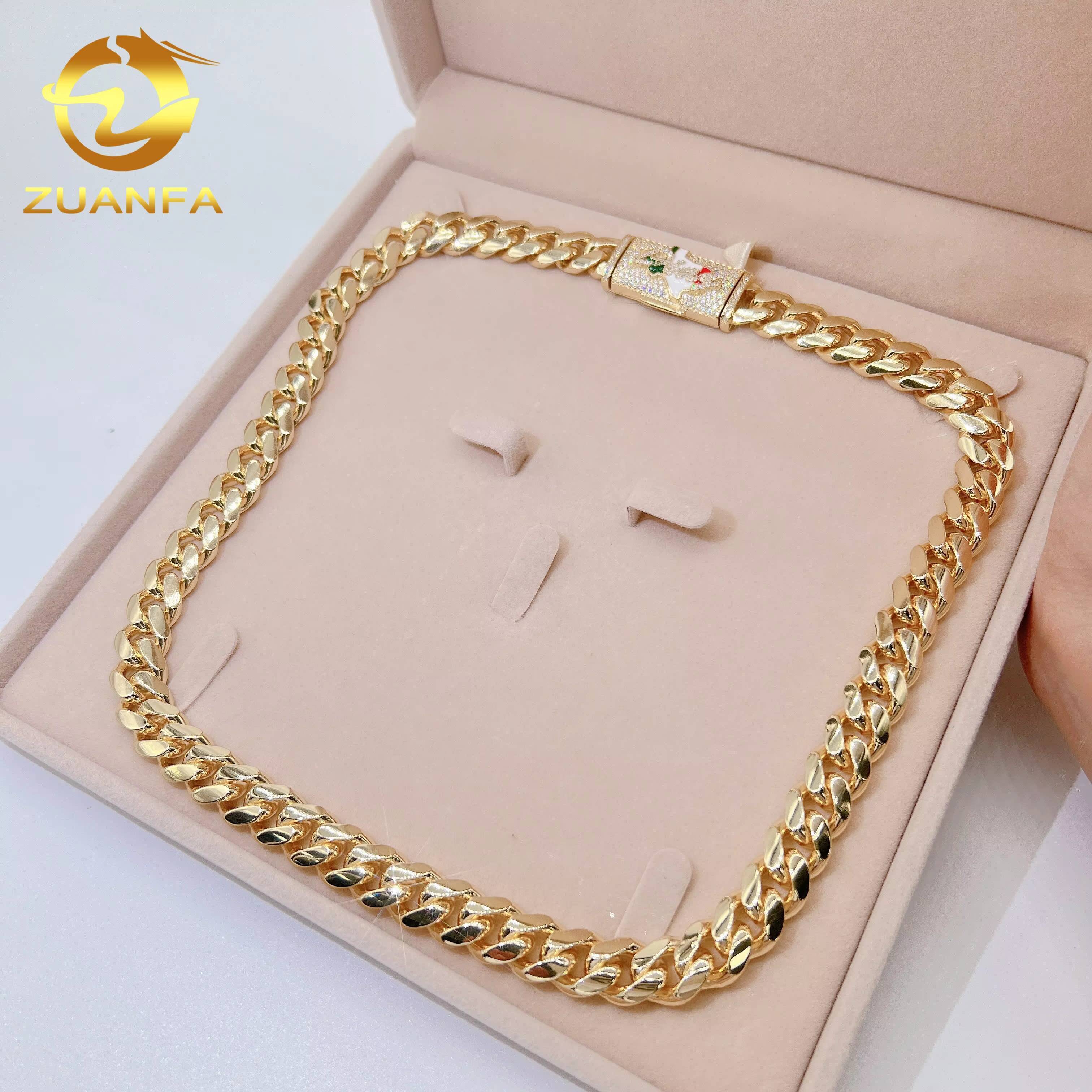 18k Gold Plated Vvs Moissanite Clasp Luxury 925 Sterling Silver Hip Hop Diamond Cuban Link Plain Chain