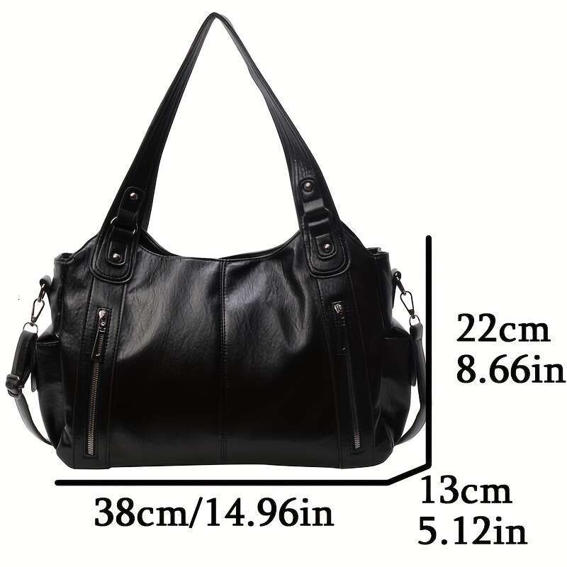 2025 New Women Large Capacity Tote Bag With Adjustable Strap, Multiple Zippered Compartments Front Pocket Brown, Versatile Commuter