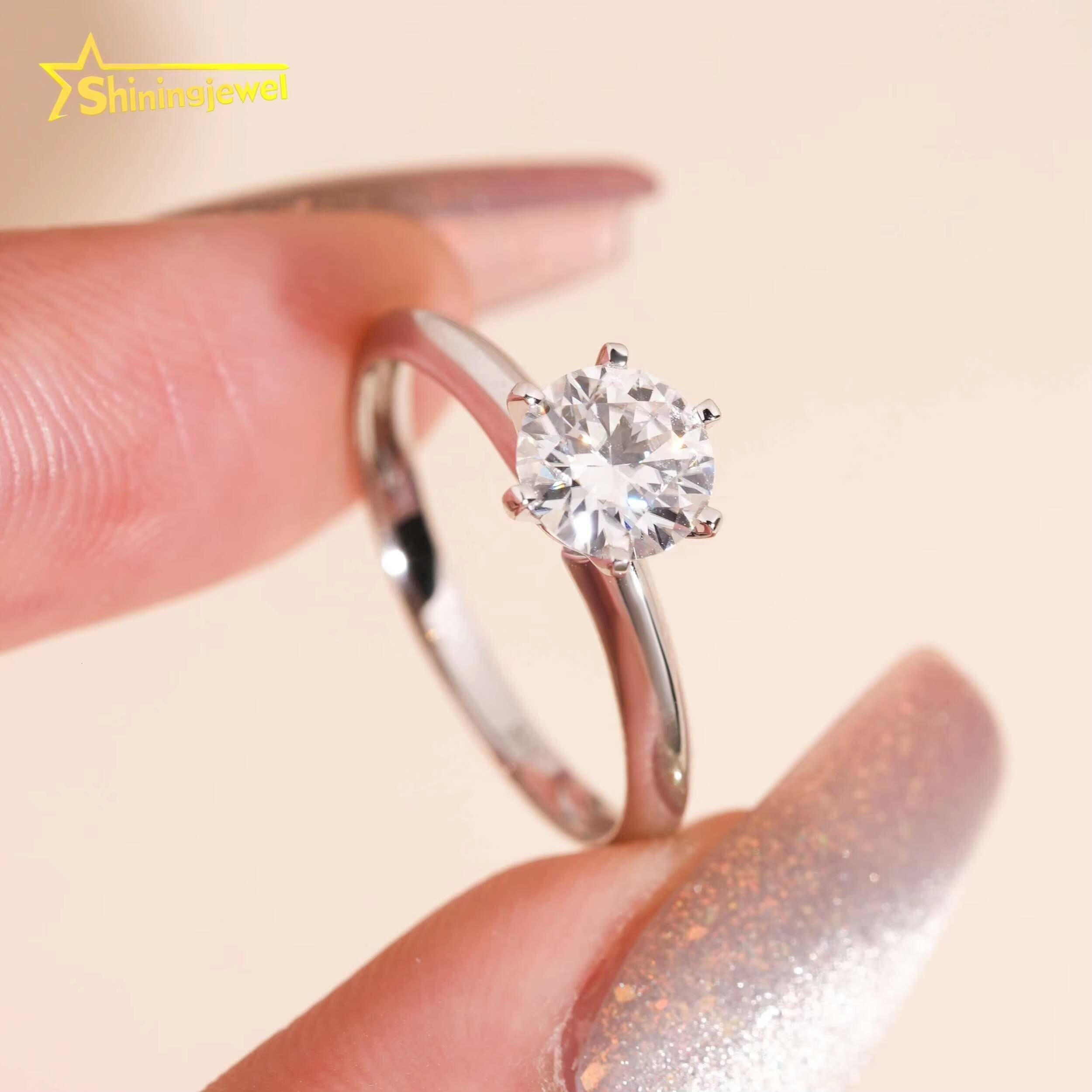 Classic 6 Prongs D Color 10k Solid Gold 1ct Moissanite Wedding Engagement Rings for Women