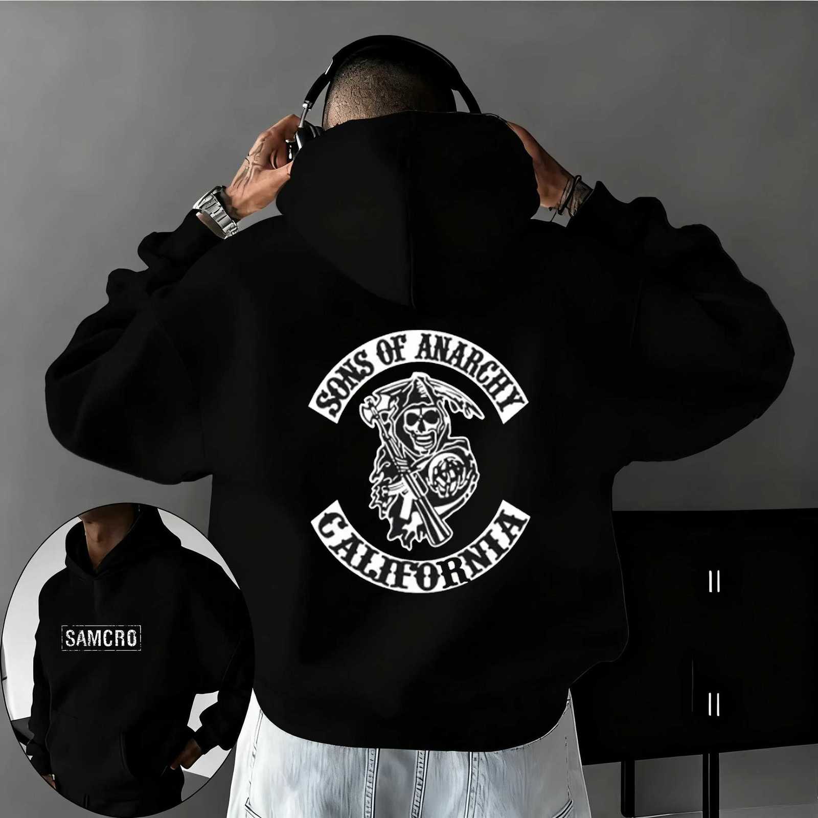Double Sided Print Hoodie Sweatshirt Tops Sons of Anarchy SAMCRO Men Womnen Fashion Brand Design Pullover Cotton Fleece HoodiesXJ251028
