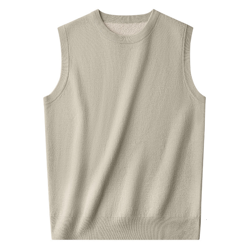 Wool Modal Sweater Fleece-lined Vest Men's New Autumn Winter Designer Sweater Warm Knitted Sweater Thickened Base Layer Inner Vest