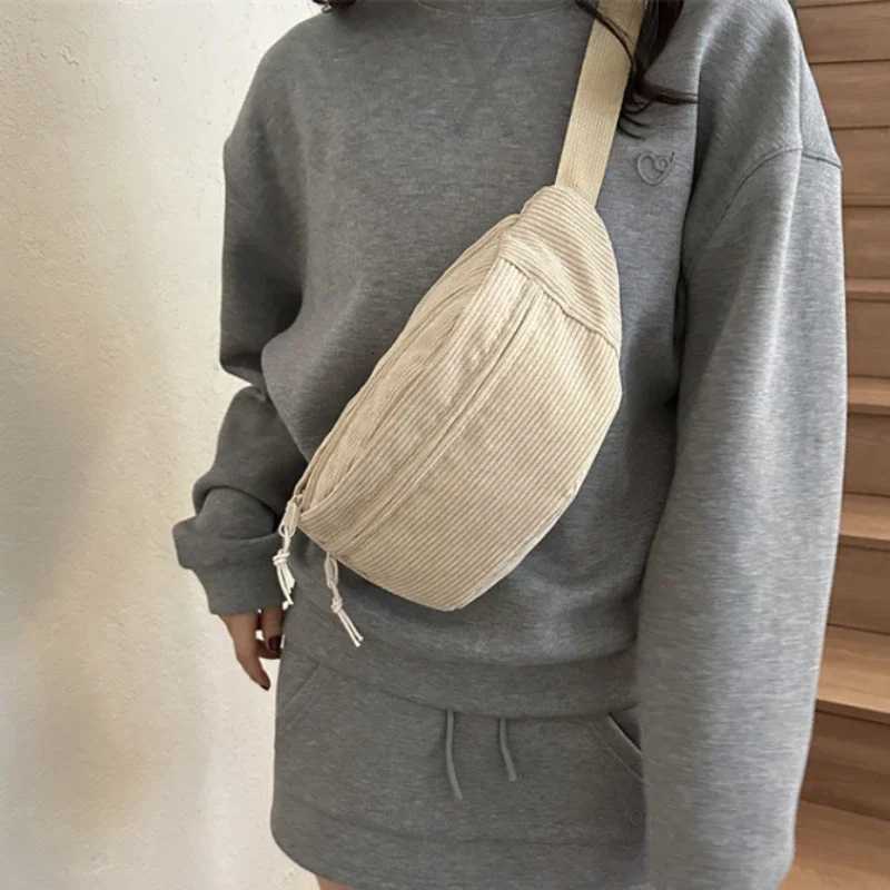 Corduroy Women Waist Bag Canvas Student Shoulder Crossbody Chest Bag 2025 Fanny Pack Fashion Phone Banana Female Bum Belt BagsW251028