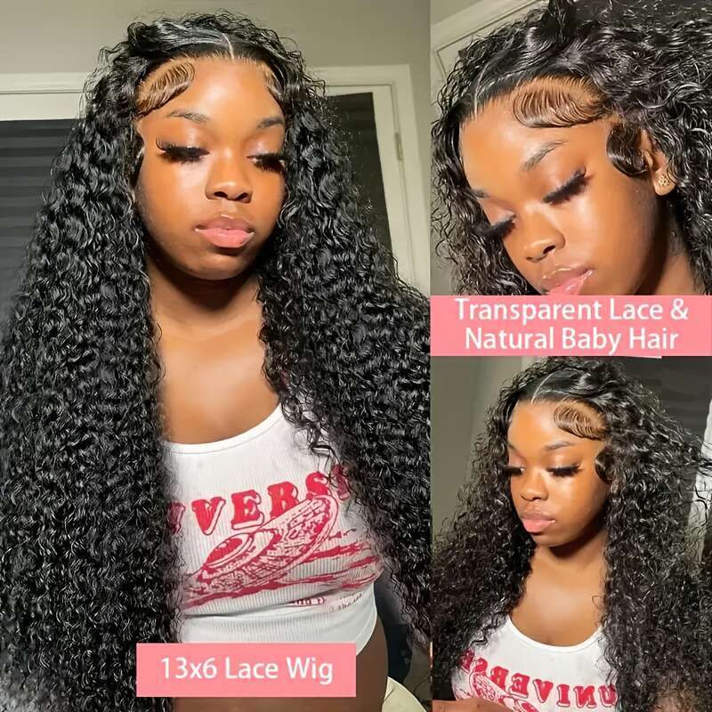 Luxurious Deep Wave Lace Front Wig - 13X6 HD Transparent, 200% Density, Pre-Plucked With Baby Natural Black Brazilian Human Hair, Full & Thick For A V