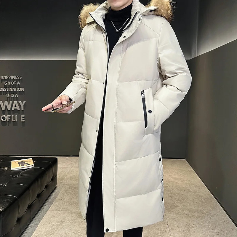 Winter Long Down Jacket Mens Casual Thick Windproof White Duck Down Coldproof Coat Ski Warm Big fur collar Puffer Jacket 251023