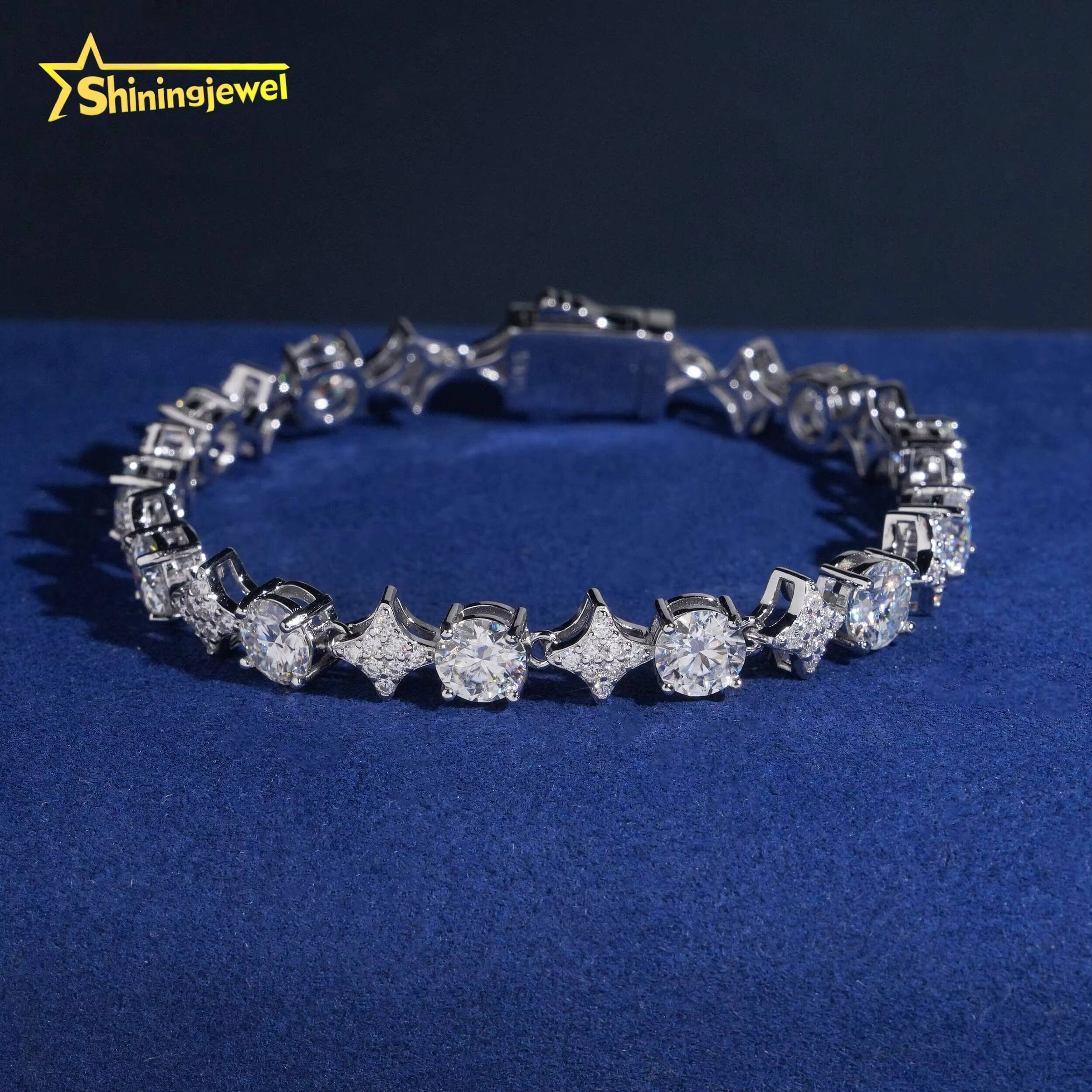 Custom 925 Silver Bracelet Fine Jewelry VVS Moissanite Tennis Bracelet GRA Certificated Iced Out Moissanite Bracelet Men