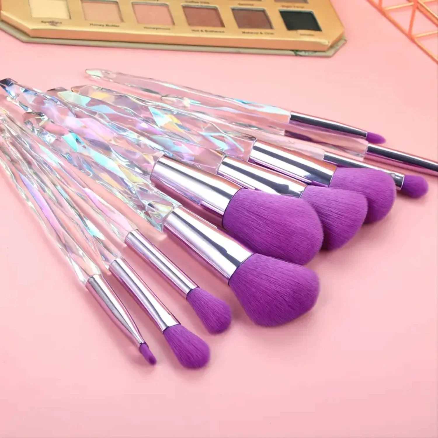 Soft and Luxurious Travel Beauty Tools Crystal Acrylic Handle Eye Makeup Brush Set with High Quality Eyeshadow Brushes Cosme J251117