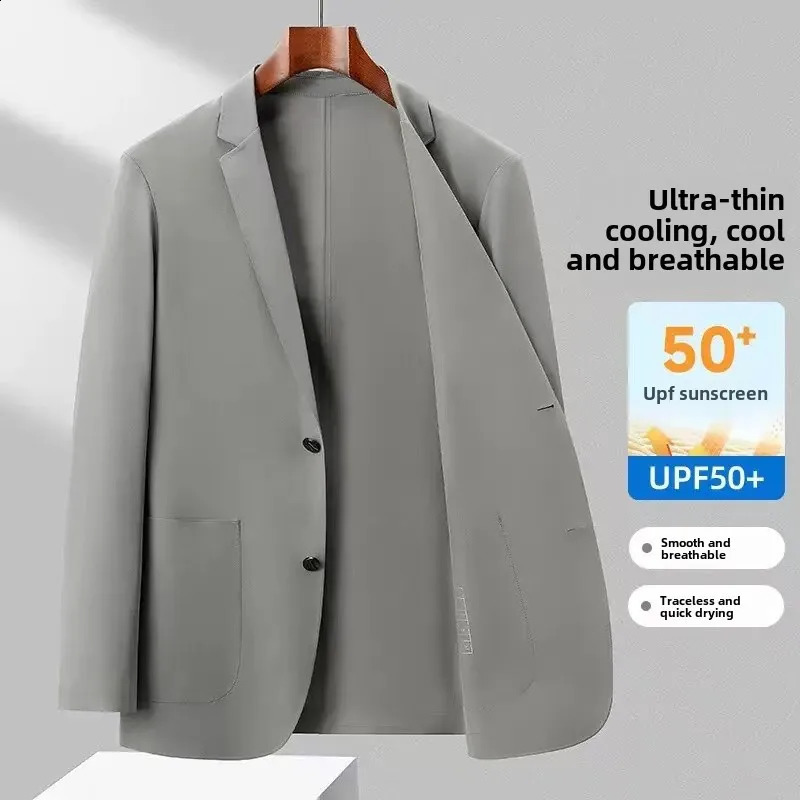 Spring and Summer Mens Casual Suit Light Thin Elastic Non trace Wrinkle Resistant Coat Sunscreen Breathable 251027