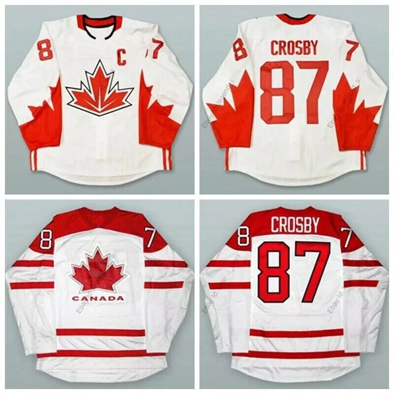 Retro Crosby #87 Team Canada Hockey Jersey Custom Any Name Sewn White Youth/Men