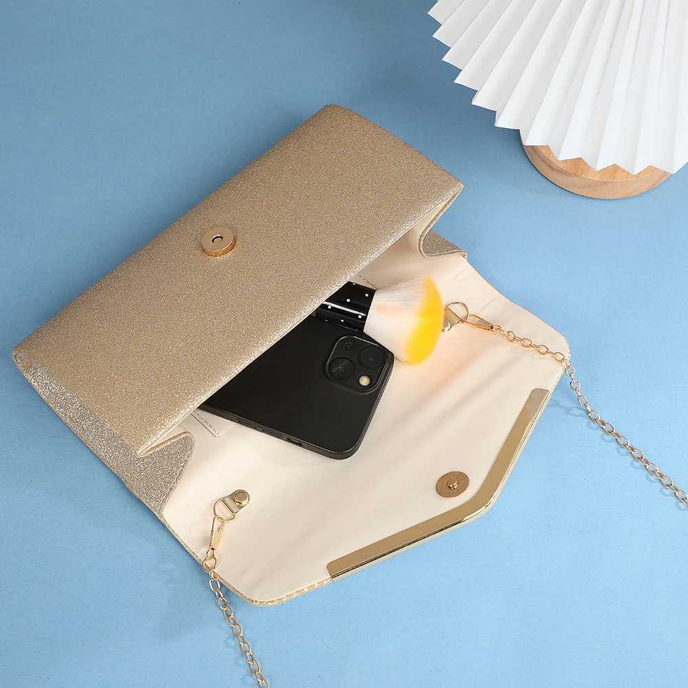 Fashion Womens Clamshell Square Dinner Clutch Bag with Metal Chain Single Shoulder Crossbody Strap for Socialite Party Storage H251027
