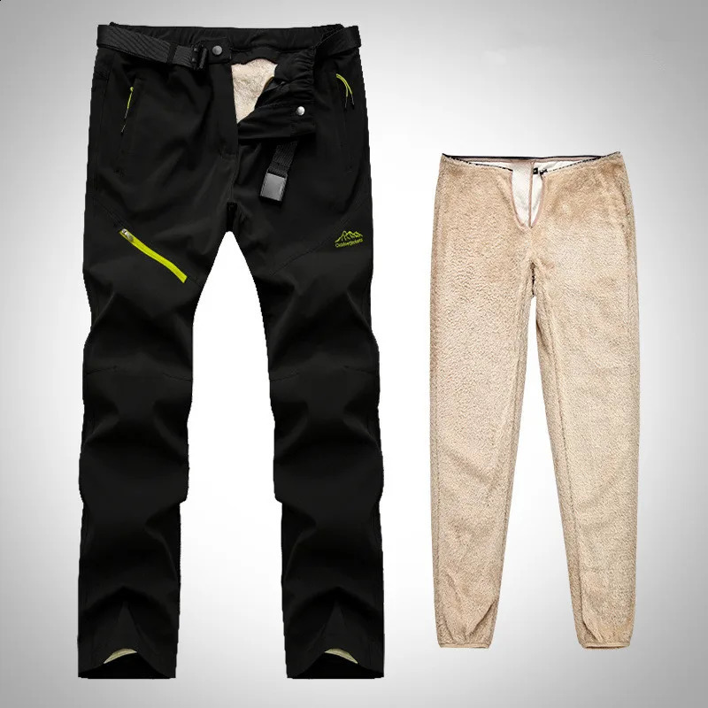 Winter Thick Warm Outdoor Pants Men Tactical Waterproof Long Trousers Trekking Camping Removable Fur Lined Velvet Inside 251027