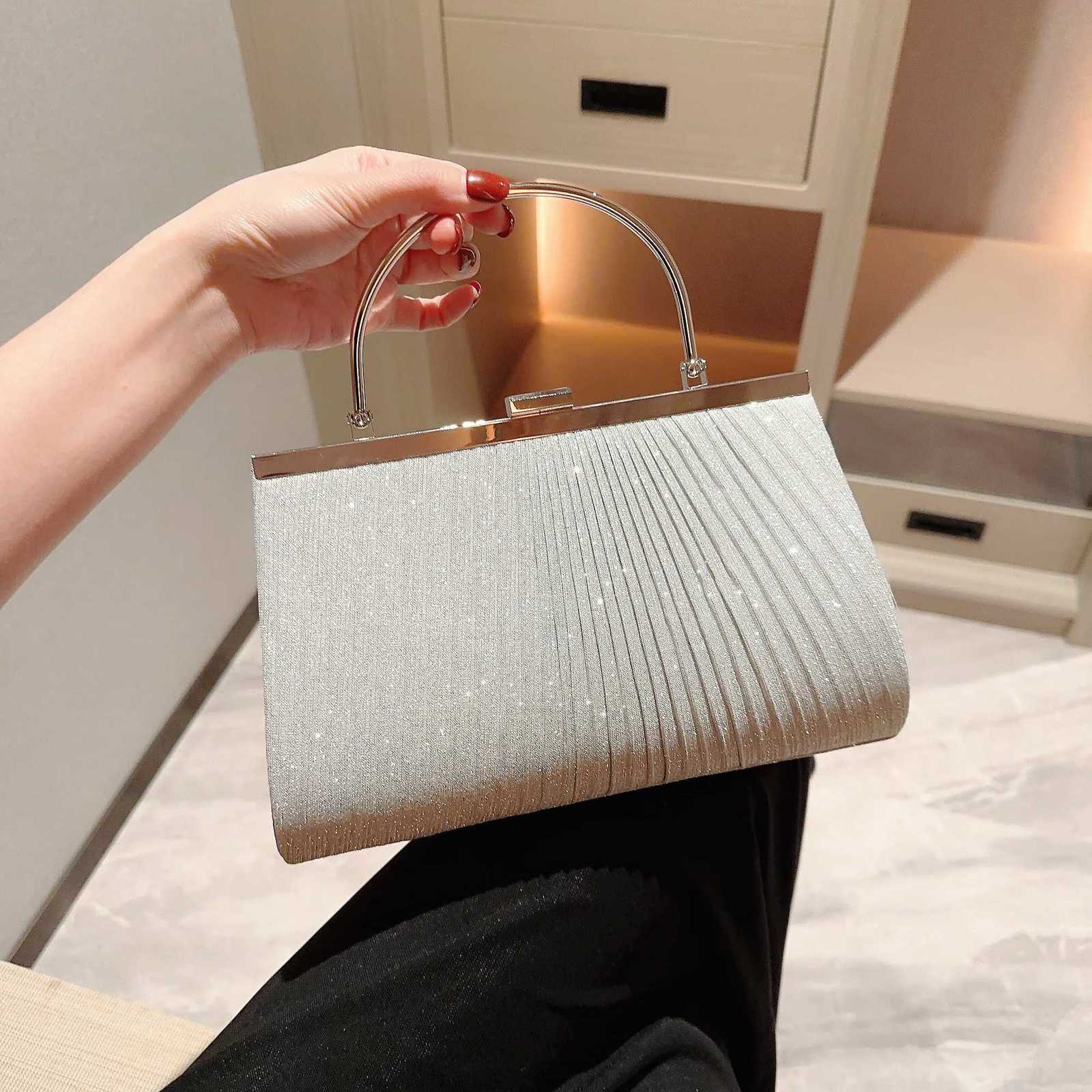Womens Classic Pleated Evening Bag Handbag Sparkling Party Bag Evening Bag Dress Bag Prom Handbag Chain Bag H251027