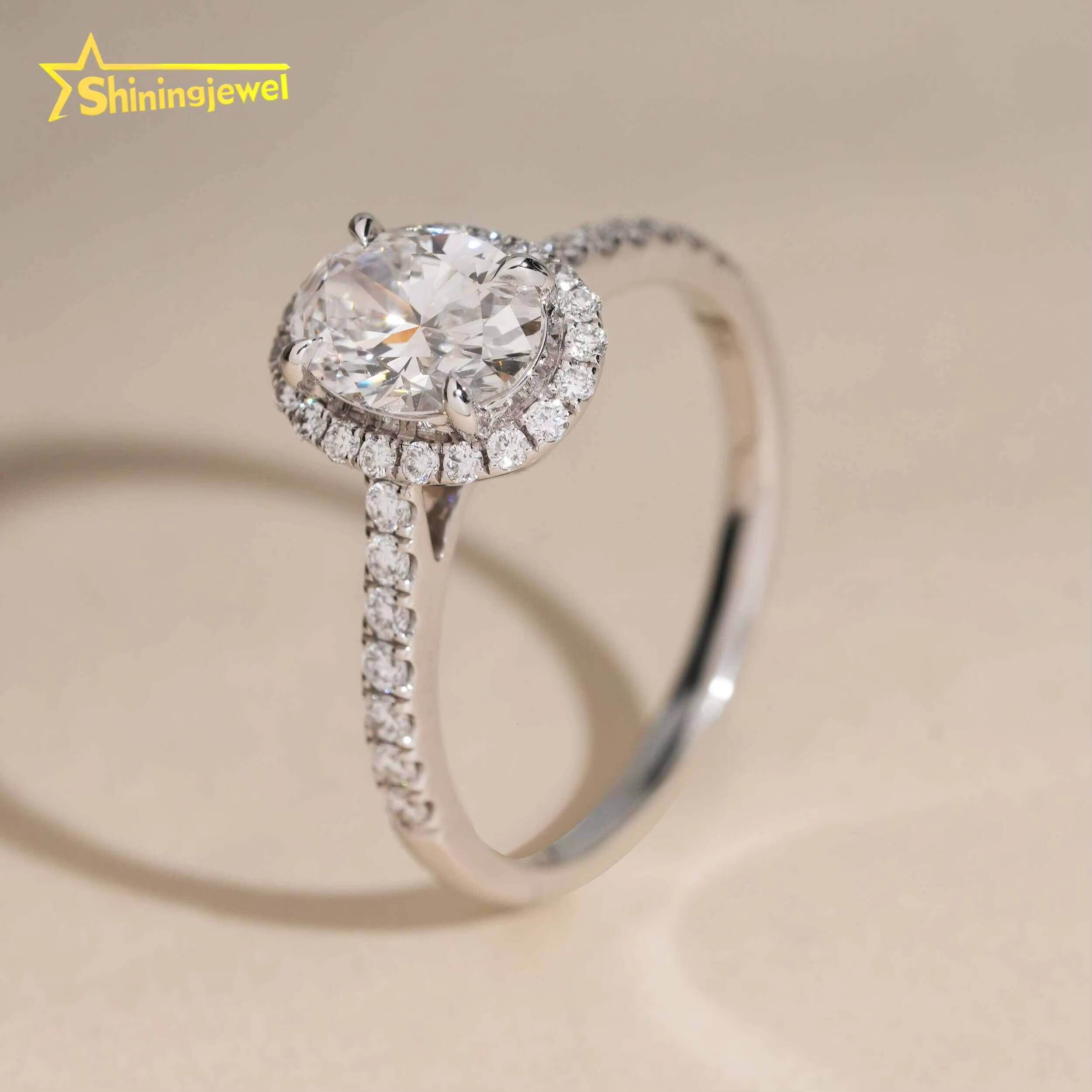 Women Jewelry Oval Cut Diamond Ring 14K Solid White Gold Jewelry Lab Grown Diamond Wedding Engagement Rings IGI Certificate