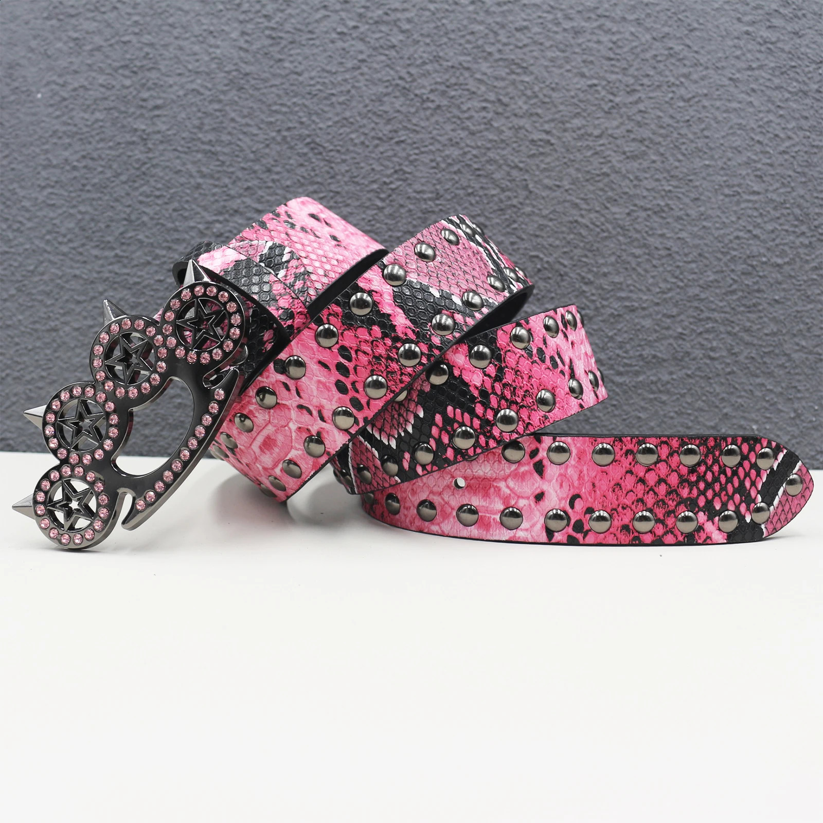 Snake pattern rivet Fashion Leather Belt Metal Retro PU Waistband er Cinto Feminino Pants Strap for Women Girls 251027