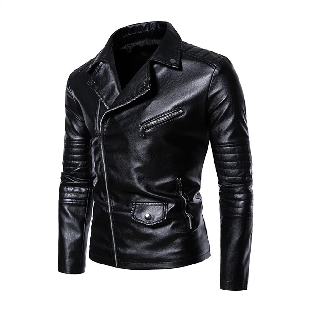 Mens leather jackets with zippers and lapels business casual mens motorcycle suits bomber 251015