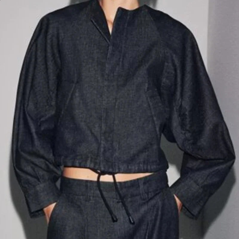 Women ONeck Jacket Denim Tops Loose Autumn Coat Female Outwear Casual Fashion Streetwear Plain Color 251015